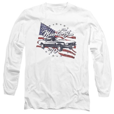 1970 Ford Mustang USA Flag Long Sleeve Shirt