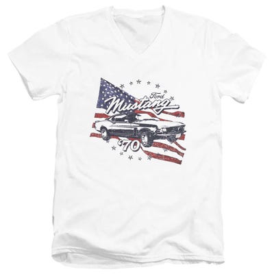 1970 Ford Mustang USA Flag V-Neck T-Shirt