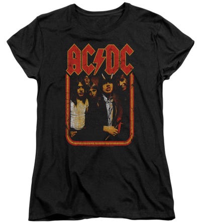 AC/DC Group Distressed Womens T-Shirt