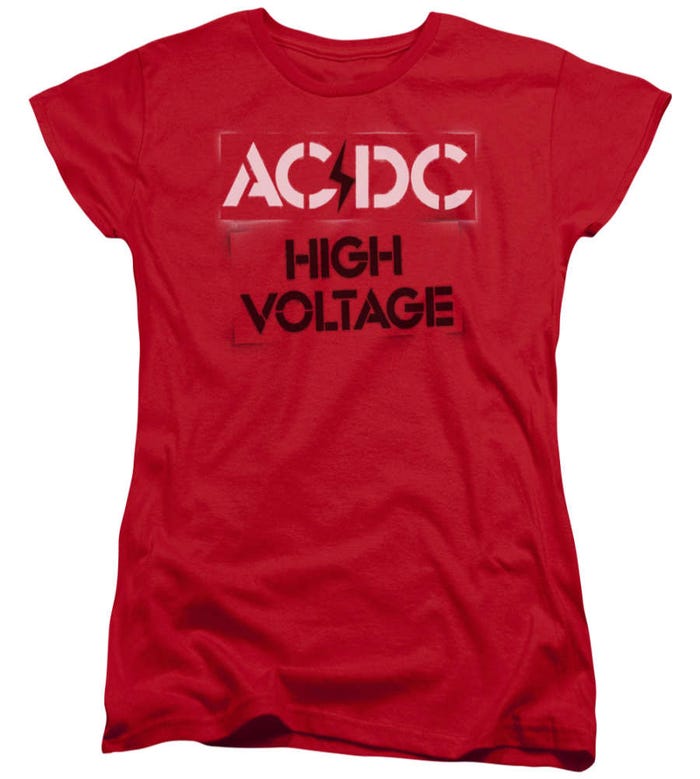 ACDC High Voltage Stencil Womens T-Shirt