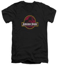 Jurassic Park 8-Bit Logo V-Neck T-Shirt