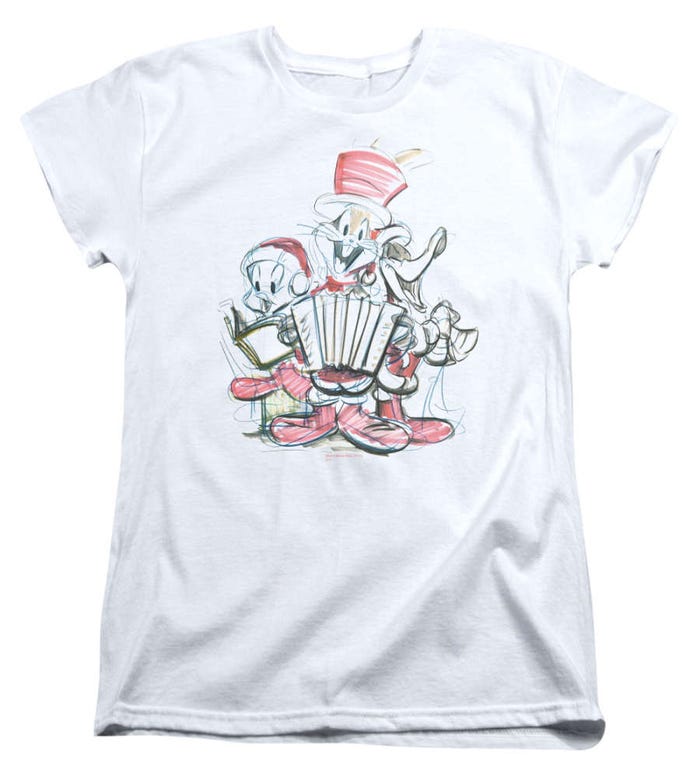 Looney Tunes Holiday Sketch Womens T-Shirt