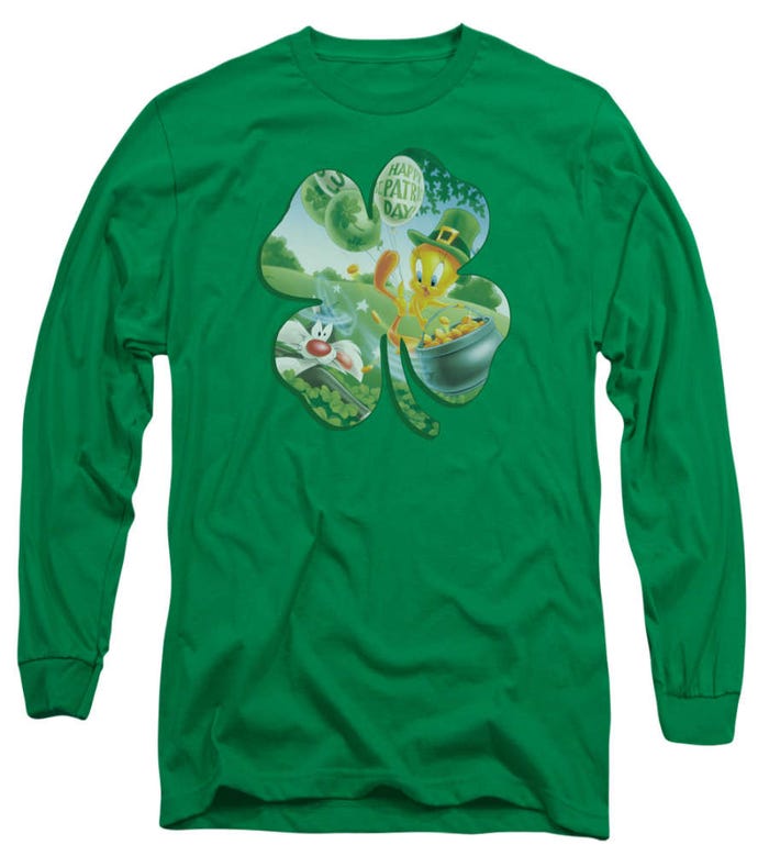 Looney Tunes Tweety Bird Irish Shamrock Long Sleeve Shirt