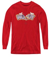 Sketchy Bird Woody Woodpecker Logo Kids Long Sleeve Shirt