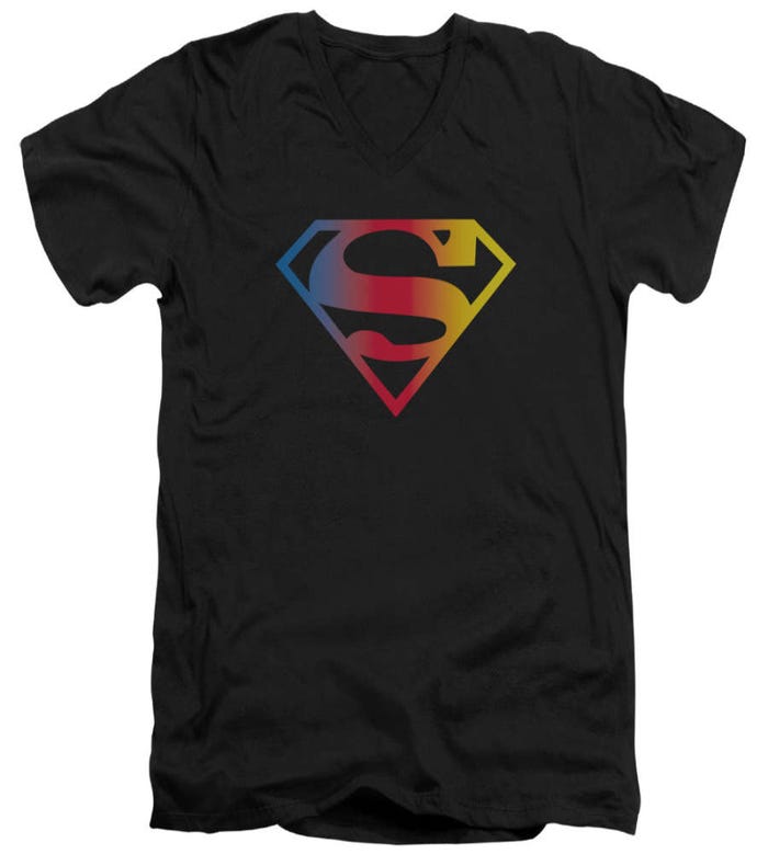 Superman Gradient Superman Logo V-Neck T-Shirt