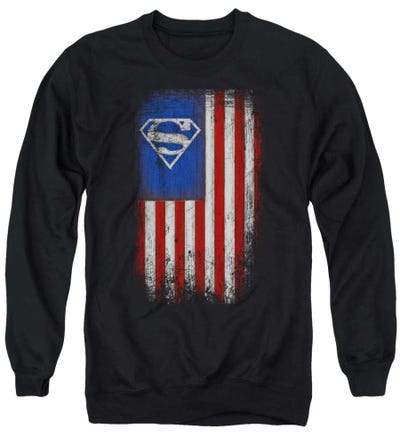 Superman Old Glory Shield USA Flag Sweatshirt