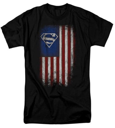 Superman Old Glory Shield USA Flag T-Shirt