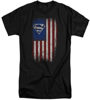 Superman Old Glory Shield USA Flag Tall T-Shirt