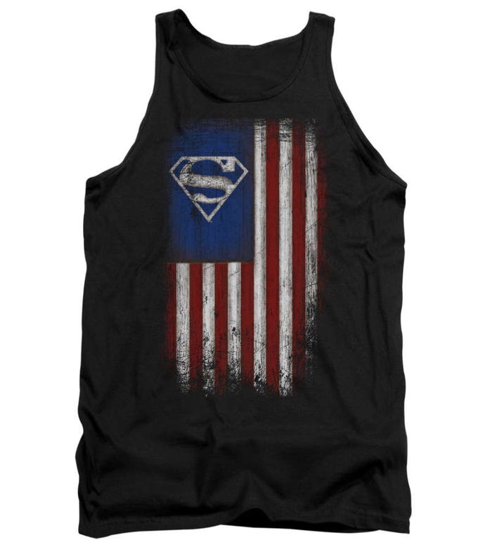 Superman Old Glory Shield USA Flag Tank Top