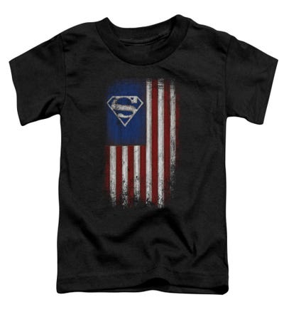 Superman Old Glory Shield USA Flag Toddler T-Shirt