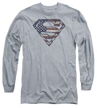 Superman Patriotic Flag Long Sleeve Shirt