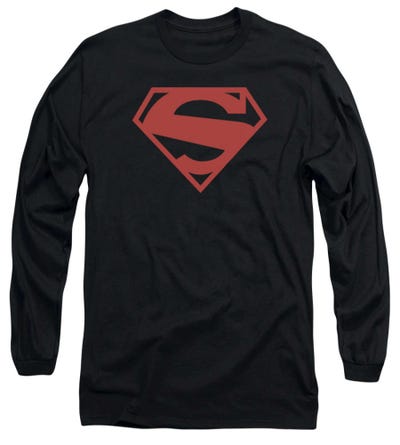 Superman Red Block Long Sleeve Shirt