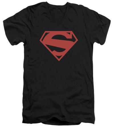 Superman Red Block V-Neck T-Shirt