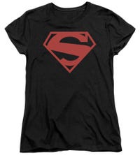 Superman Red Block Womens T-Shirt