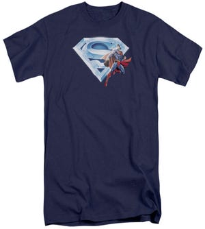 Superman Superman And Crystal Logo Tall T-Shirt