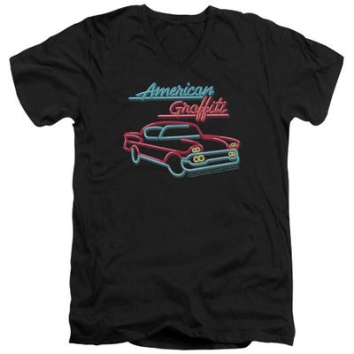 American Grafitti Neon Car Logo V-Neck T-Shirt