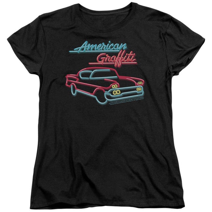 American Grafitti Neon Car Logo Womens T-Shirt