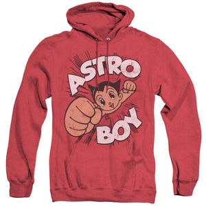 Astro Boy Flying Big Punch Logo Adult Heather Hoodie