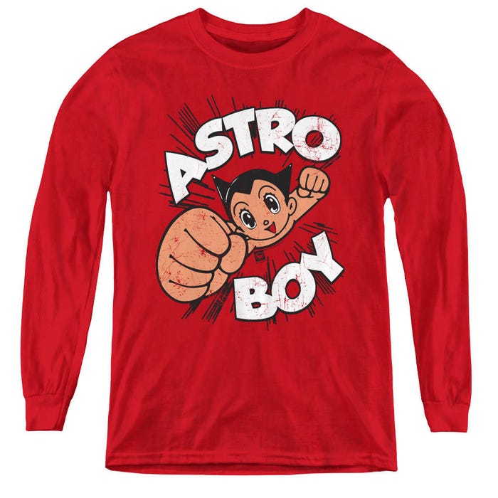 Astro Boy Flying Big Punch Logo Kids Long Sleeve Shirt