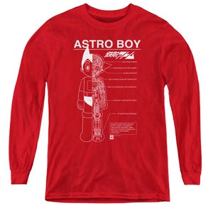 Astro Boy Schematics Anatomy of Astroboy Kids Long Sleeve Shirt