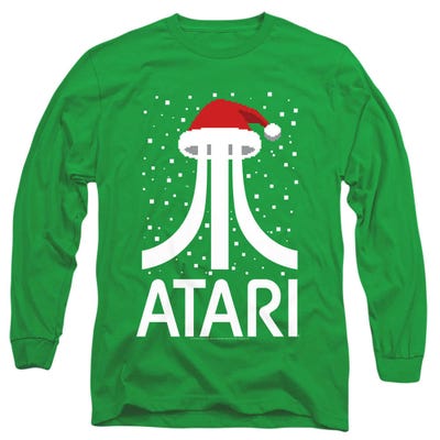 Atari Pixel Santa Hat Long Sleeve Shirt