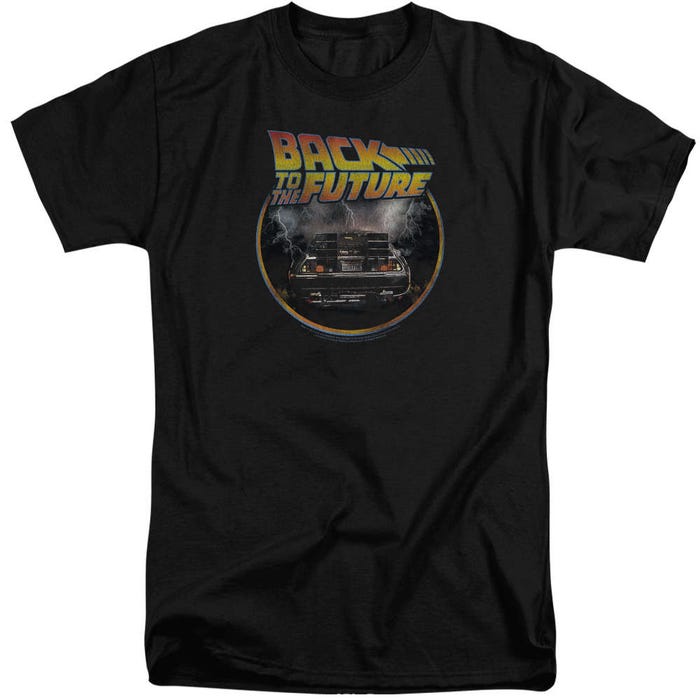 Back to the Future Delorean Time Machine Back View Logo Tall T-Shirt
