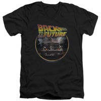 Back to the Future Delorean Time Machine Back View Logo V-Neck T-Shirt