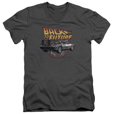 Back to the Future Delorean Time Machine V-Neck T-Shirt