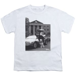 Back to the Future Einstein and Delorean Photo Kids T-Shirt