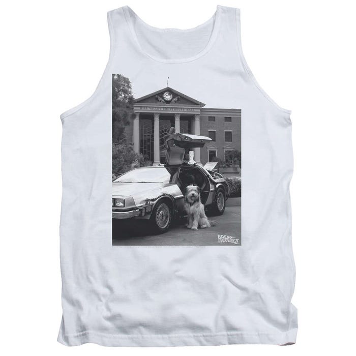 Back to the Future Einstein and Delorean Photo Tank Top