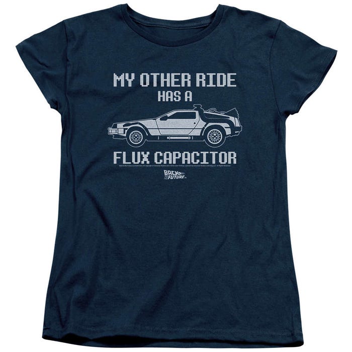 Back to the Future My Other Ride Has a Flux Capacitor Delorean Womens T-Shirt