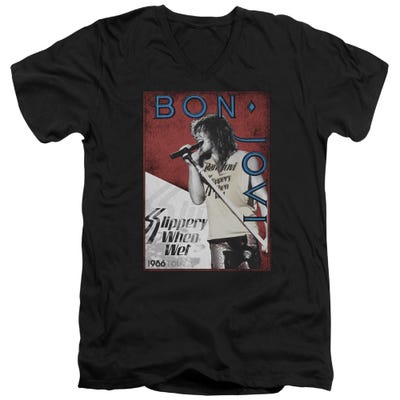 Bon Jovi 1986 Tour V-Neck T-Shirt