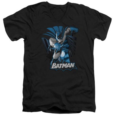 Batman Blue And Gray V-Neck T-Shirt