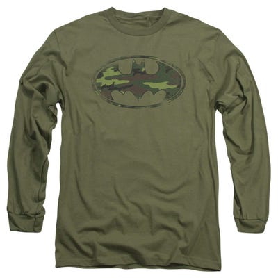 Batman Distressed Camo Shield Long Sleeve Shirt