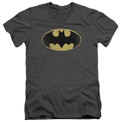 Batman Distressed Shield V-Neck T-Shirt
