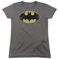 Batman Distressed Shield Womens T-Shirt