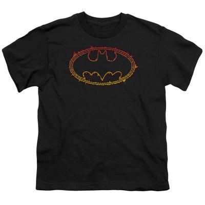 Batman Flame Outlined Logo Kids T-Shirt