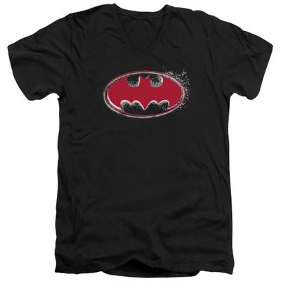 Batman Hardcore Noir Bat Logo V-Neck T-Shirt