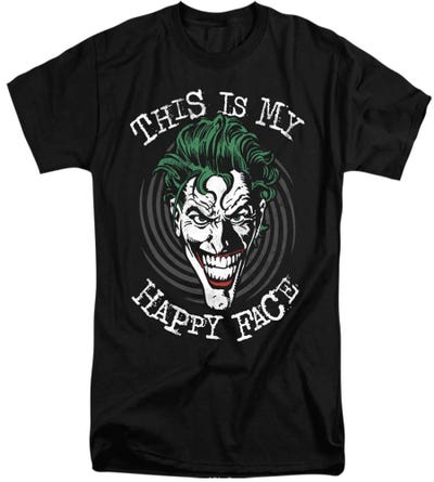 Batman Joker Maniacal Spiral Tall T-Shirt