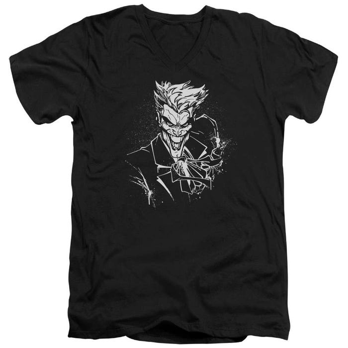 Batman Joker'S Splatter Smile V-Neck T-Shirt