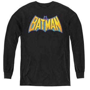 Batman Neon Distress Logo Kids Long Sleeve Shirt