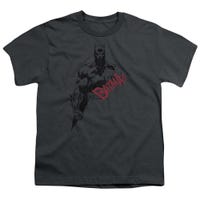 Batman Sketch Bat Red Logo Kids T-Shirt
