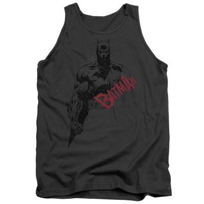 Batman Sketch Bat Red Logo Tank Top