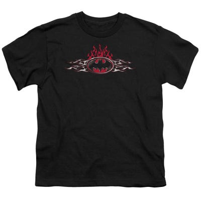 Batman Steel Flames Logo Kids T-Shirt