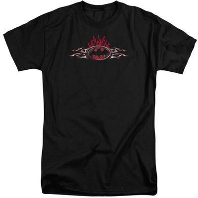 Batman Steel Flames Logo Tall T-Shirt