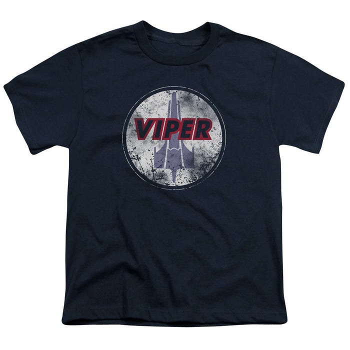Battlestar Galactica War Torn Viper Logo Kids T-Shirt