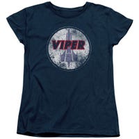 Battlestar Galactica War Torn Viper Logo Womens T-Shirt