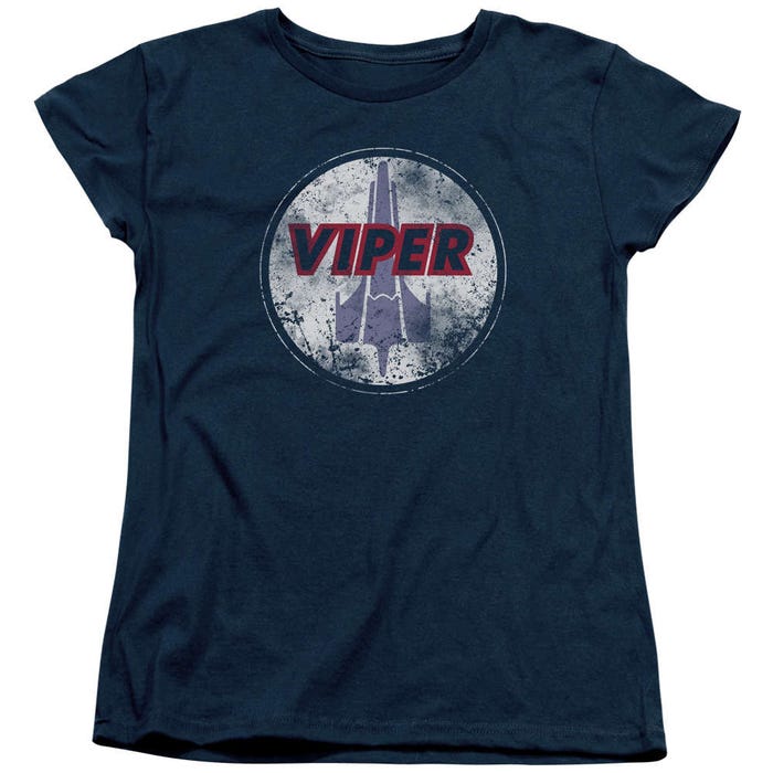 Battlestar Galactica War Torn Viper Logo Womens T-Shirt