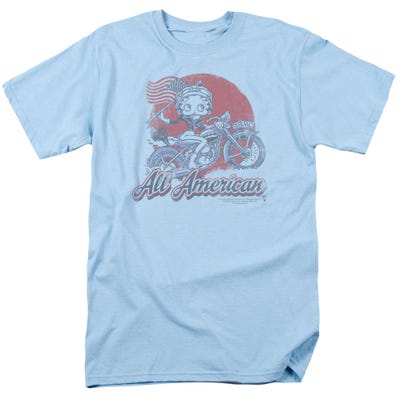 Betty Boop All American USA Biker Motor Cycle T-Shirt