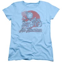 Betty Boop All American USA Biker Motor Cycle Womens T-Shirt